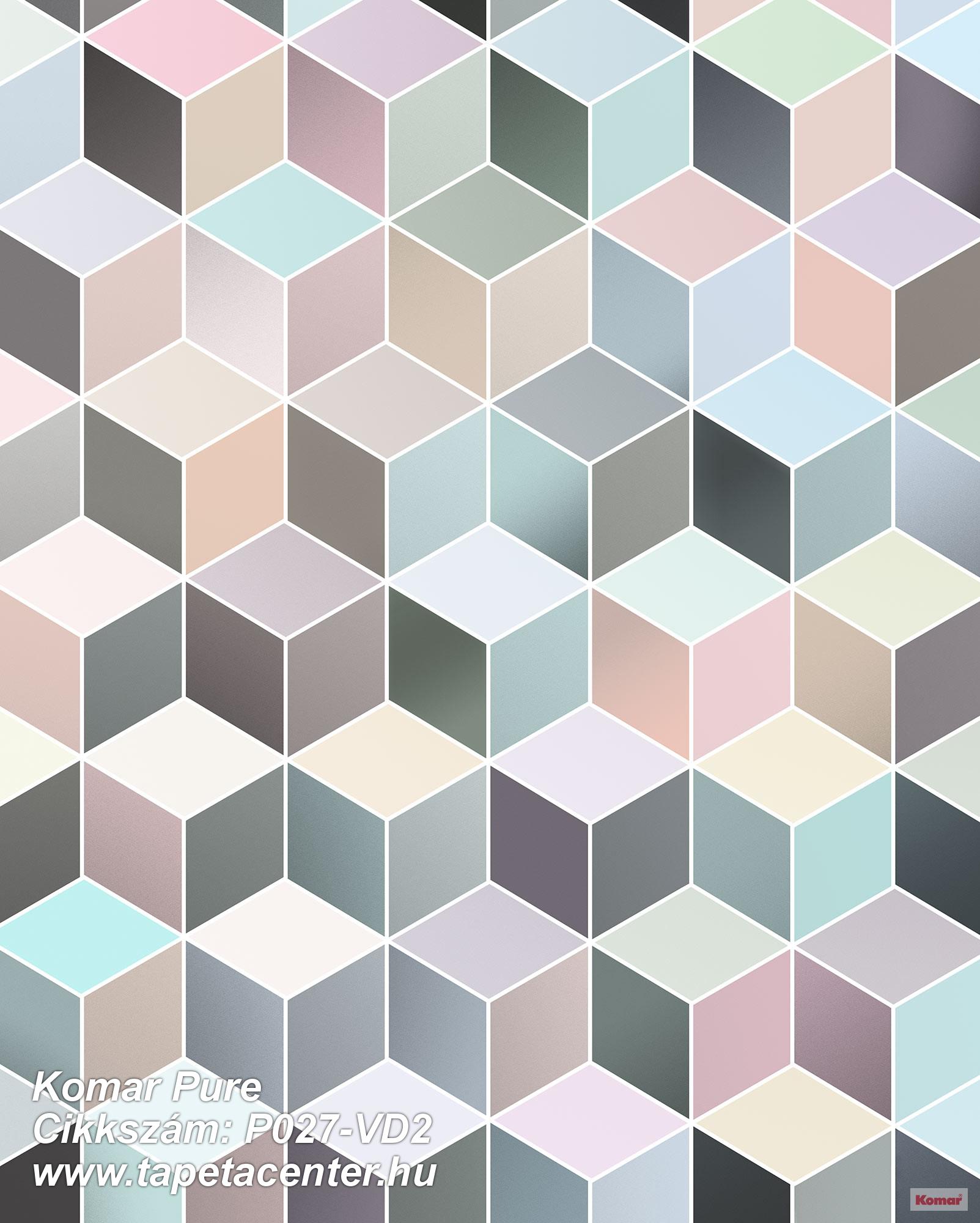3d hatású,geometriai mintás,bézs-drapp,fehér,kék,pink-rózsaszín,vlies poszter, fotótapéta 
